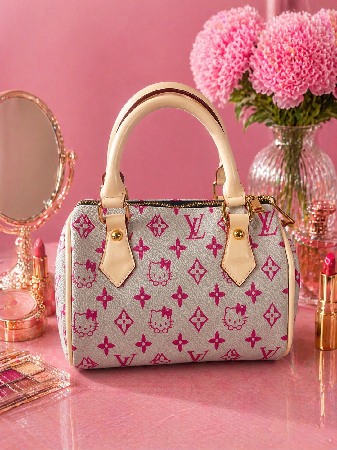 Hello Kitty Inspired Pink Monogram Bag – Luxury Mini Tote