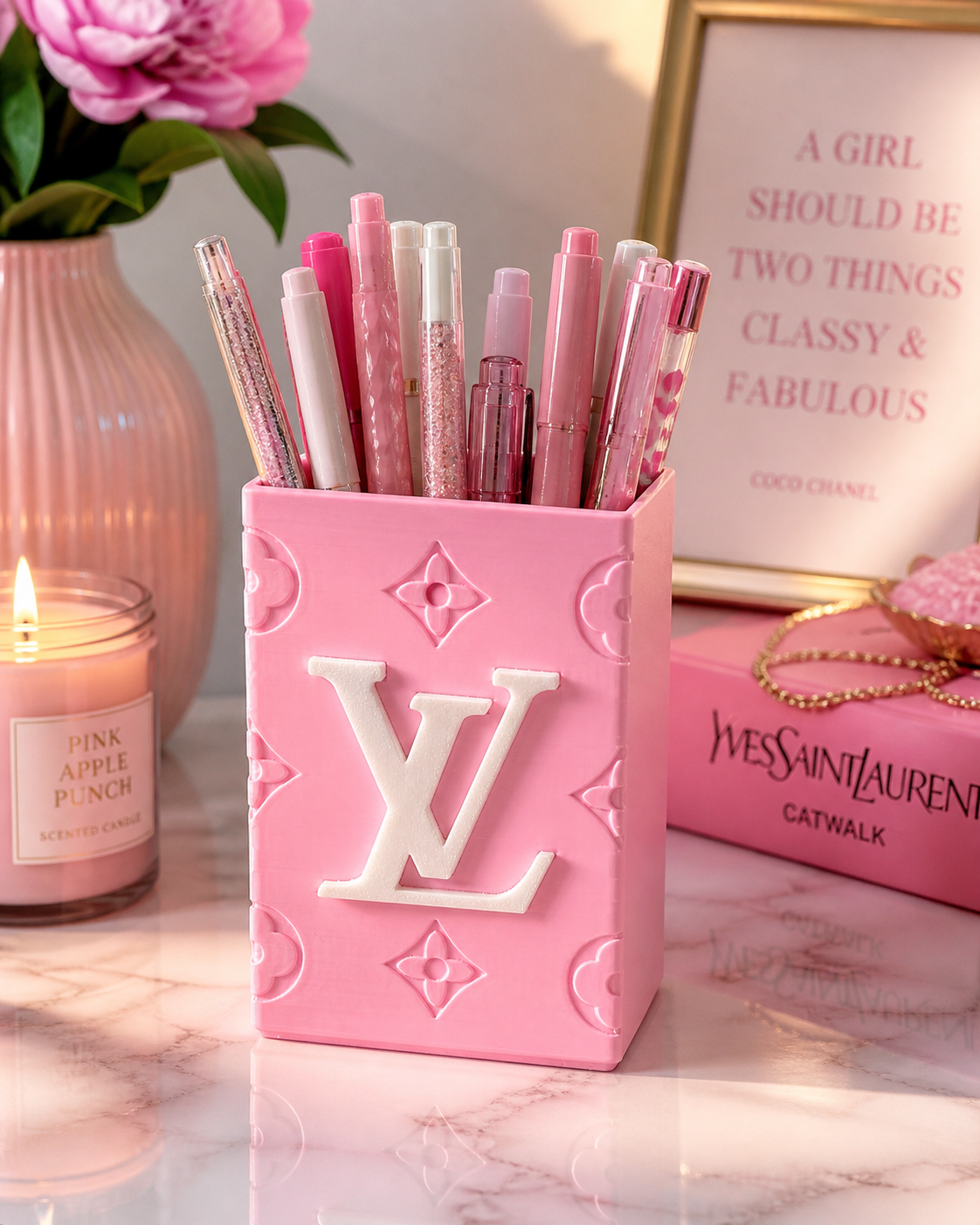 Powder Pink L Makeup Brush/Pen Holder 💕