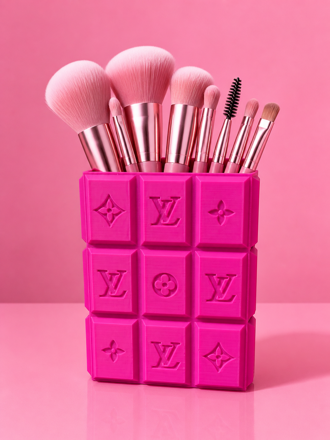 Powder Pink L Makeup Brush/Pen Holder
